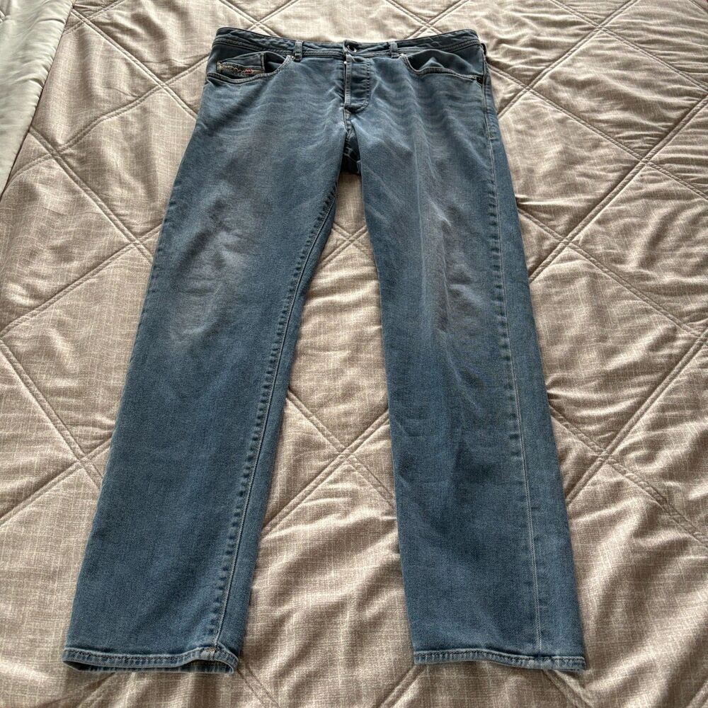 Diesel: Buster Regular Slim Tapered Blue Stretch Denim Jeans Size 36x32 Like New